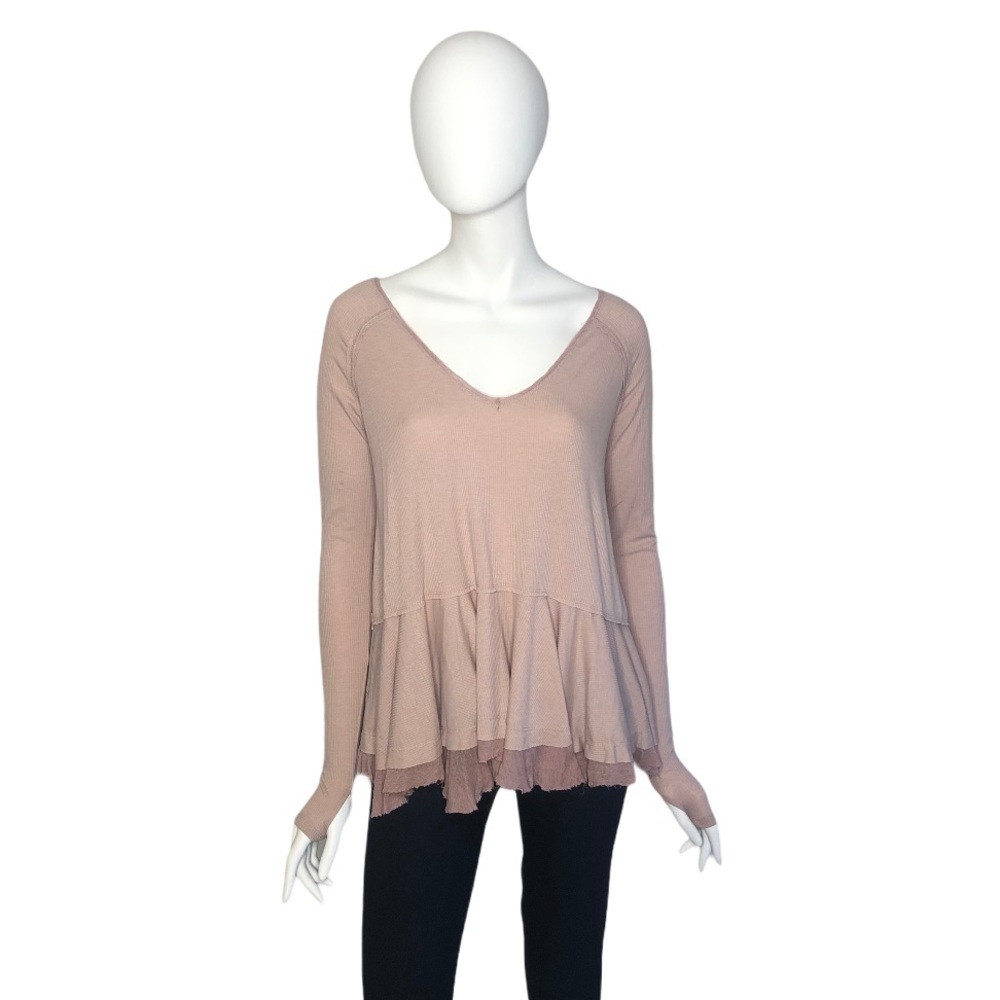 Free People Knit Asymmetrical Hem Top Size XS Pale Pink